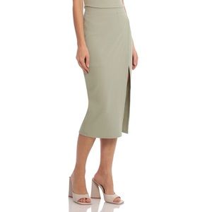 Avec Les Filles Rib Knit Midi Skirt in Teatree, NWT